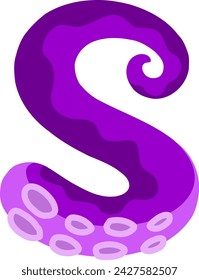 Octopus Letter Alphabet Vector Illustration