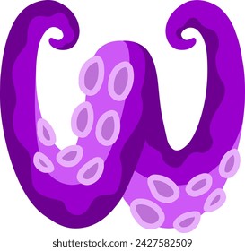 Octopus Letter Alphabet Vector Illustration