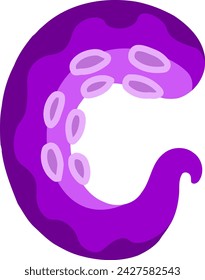 Octopus Letter Alphabet Vector Illustration