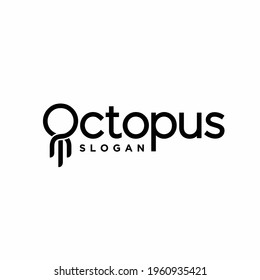 Octopus lettering logo, letter O with octopus concept