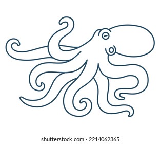 Dibujo de la línea Octopus. Diseño sencillo para impresión o logotipo. Ilustración vectorial aislada.