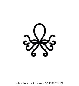 Octopus line art logo design. Isolated octopus on white background icon vector