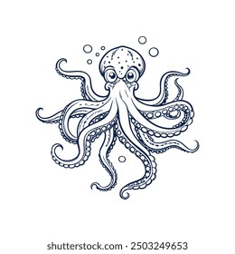 Octopus Line art Vector Design Illustration 