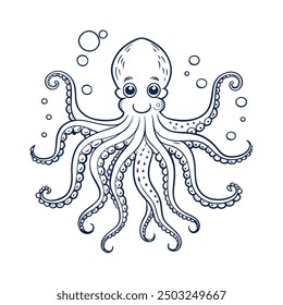 Octopus Line art Vector Design Illustration 