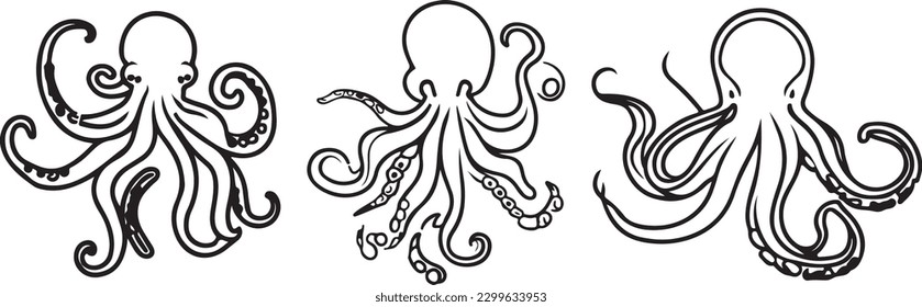 Octopus Line art vector silhoutte 