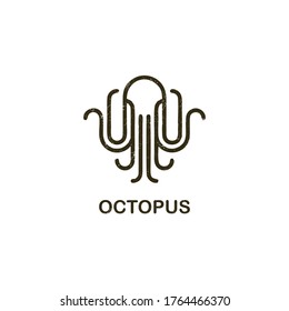 Octopus line art vintage and rustic logo design.