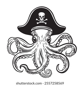  octopus  line draw,  octopus pirate