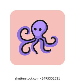 Octopus line icon. Eyes, tentacles, cuttlefish. Seafood concept. Can be used for topics like gourmet, ocean life, sea food