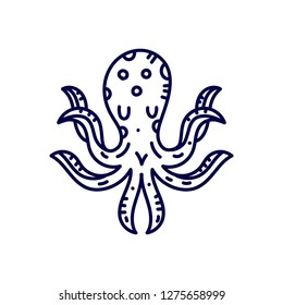 Octopus line icon. Hand drawn vector illustration. Seafood concept