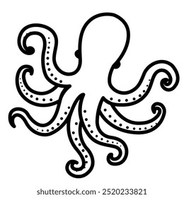 Octopus line icon isolated on white background vector illustration