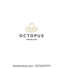 Octopus line logo icon design template flat vector