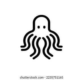 Octopus linear symbol icon. Sea animal line sign