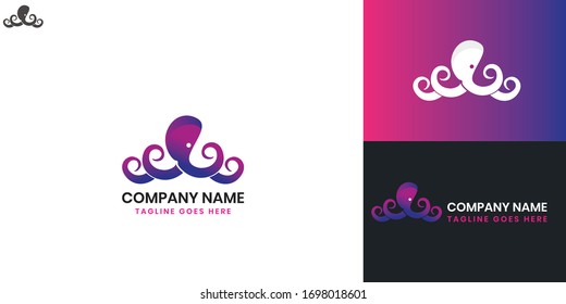 Octopus Logo - All elements on this template are editable with vector software