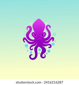 octopus logo with arms full of tentacles, marine life design