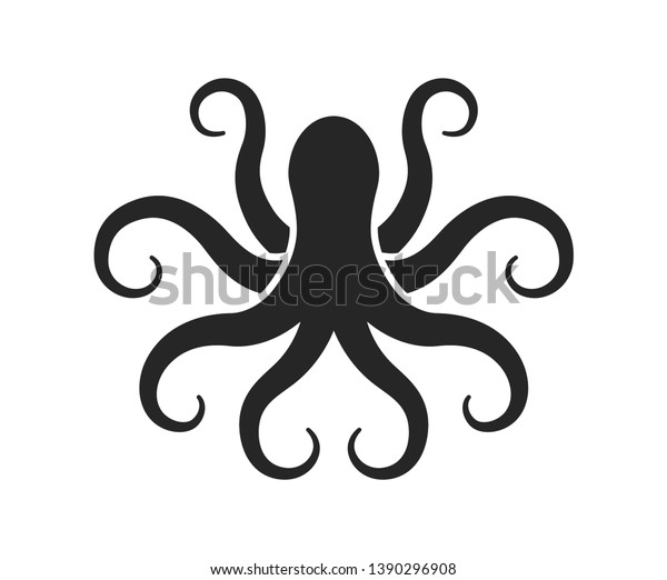 Octopus Logo Black Silhouette Vector Illustration Stock Vector (Royalty ...