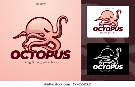 octopus logo concept in editable vector