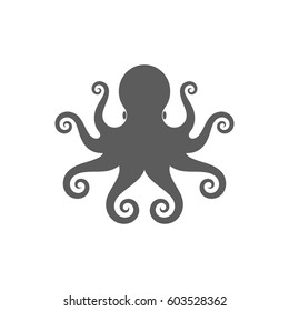 Octopus logo. Cute animal sign. Isolated octopus on white backgroundVector illustration EPS10