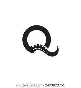 Octopus Logo Design Idee mit Buchstabe Q Kreatives Abstraktes Konzept