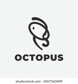 octopus logo design with o and c icon simple illustration