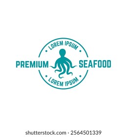 Octopus logo design, Seafood logo illustration template.