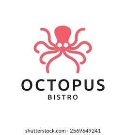 Octopus logo design, Seafood logo illustration template.