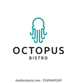 Octopus logo design, Seafood logo illustration template.