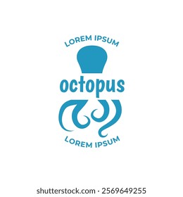 Octopus logo design, Seafood logo illustration template.