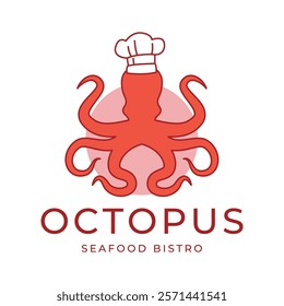 Octopus logo design, Seafood logo illustration template.