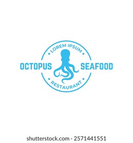 Octopus logo design, Seafood logo illustration template.