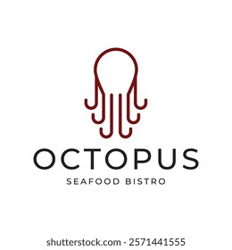 Octopus logo design, Seafood logo illustration template.