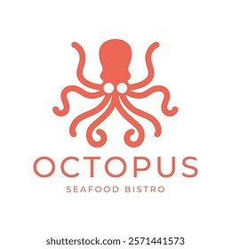 Octopus logo design, Seafood logo illustration template.