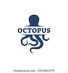 Octopus logo design, Seafood logo illustration template.