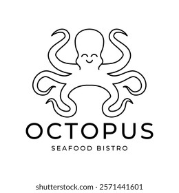 Octopus logo design, Seafood logo illustration template.