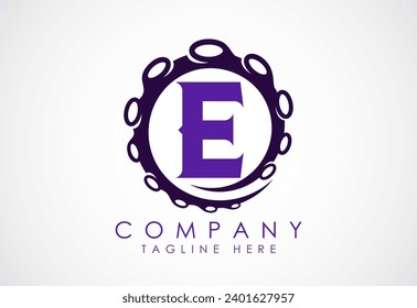 Octopus logo design template with alphabet. Vector illustration
