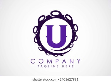 Octopus logo design template with alphabet. Vector illustration