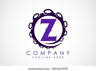 Octopus logo design template with alphabet. Vector illustration
