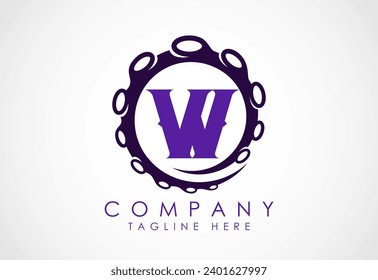 Octopus logo design template with alphabet. Vector illustration