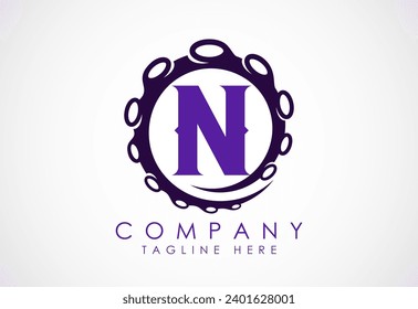 Octopus logo design template with alphabet. Vector illustration