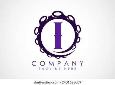 Octopus logo design template with alphabet. Vector illustration