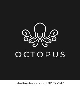 Octopus logo design template with line art style. creative octopus icon vector illustration