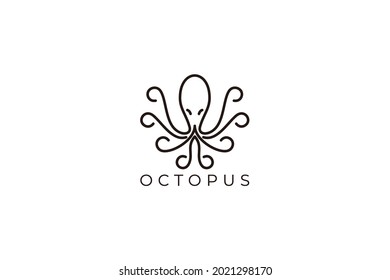 Octopus Logo Design Template, with line art style design