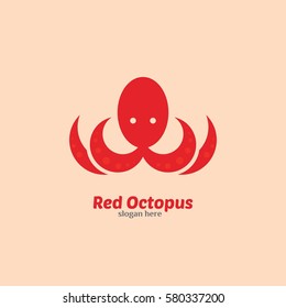 Octopus Logo Design Template. Vector Illustration with flat style
