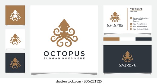 Design-Vektorgrafik des Octopus-Logos und Visitenkarte