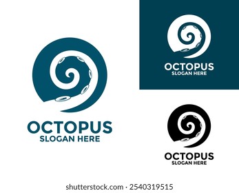 Octopus logo design vector, Circle Octopus tentacle logo design template