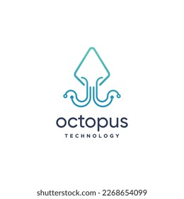 Octopus logo design vector with technology style