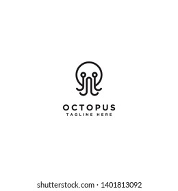 Octopus Logo design vector template Linear style. Luxury art line icon. Fashion Jewelry Logotype Seafood restaurant concept. - Vector