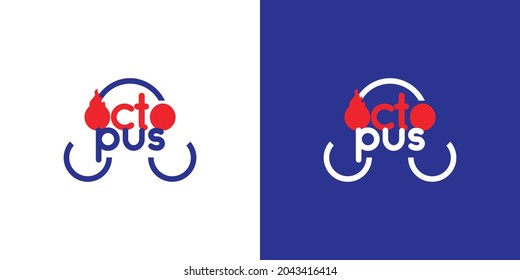 Octopus Logo with Fiery Eye