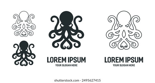 Octopus logo fill and outline Vector Logo Minimalist Style Creative Modern Abstract Vector