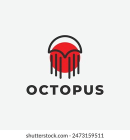 diseño plano del icono del logotipo del pulpo