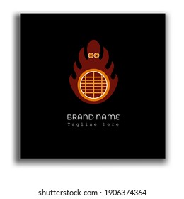 octopus logo in the form of a burning fire